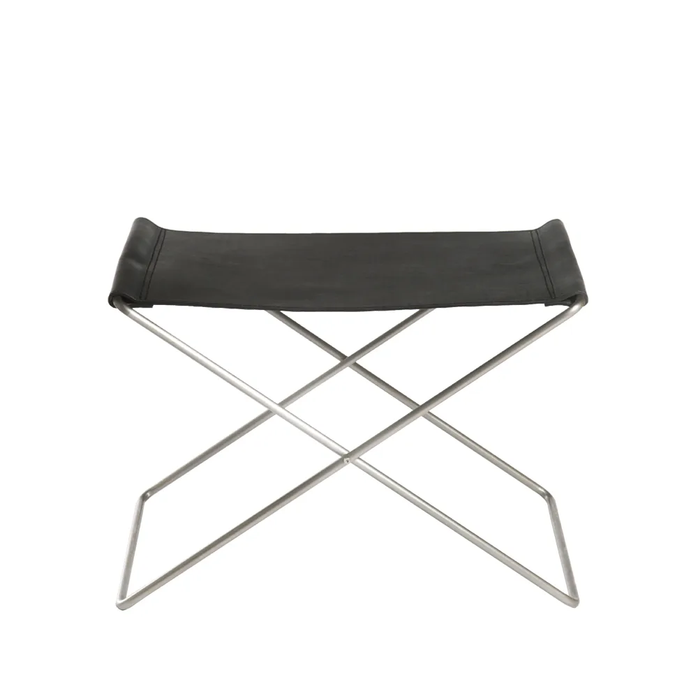 OX Stool kruk, leer zwart, roestvrij staal OX Denmarq