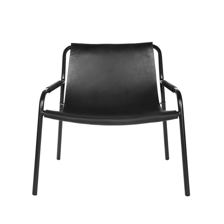 September loungestoel - leer zwart, zwartgelakt stalen onderstel - OX Denmarq
