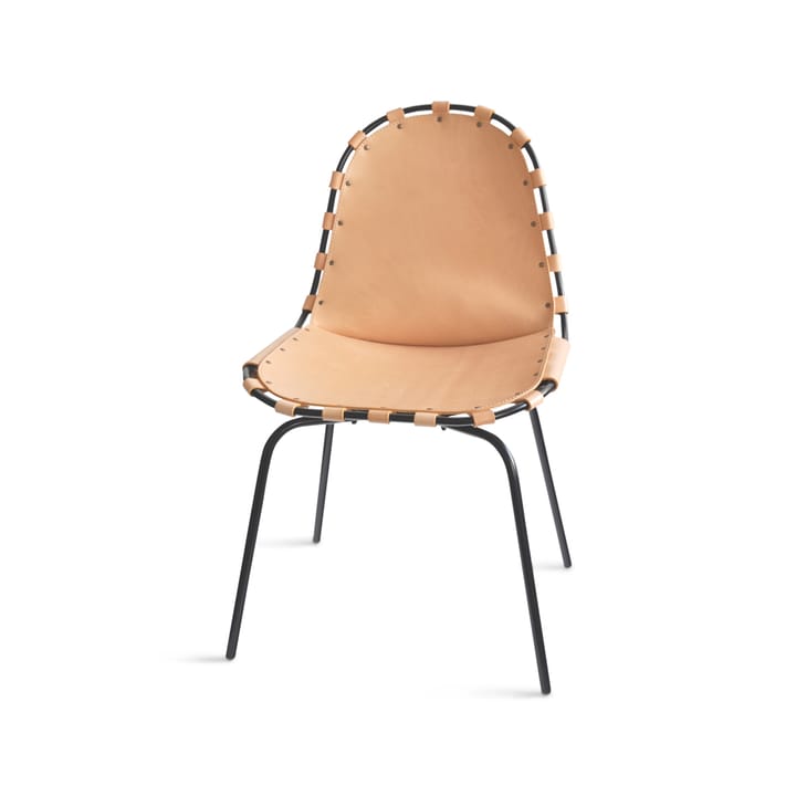 Stretch stoel - leer natuur, zwart onderstel - OX Denmarq