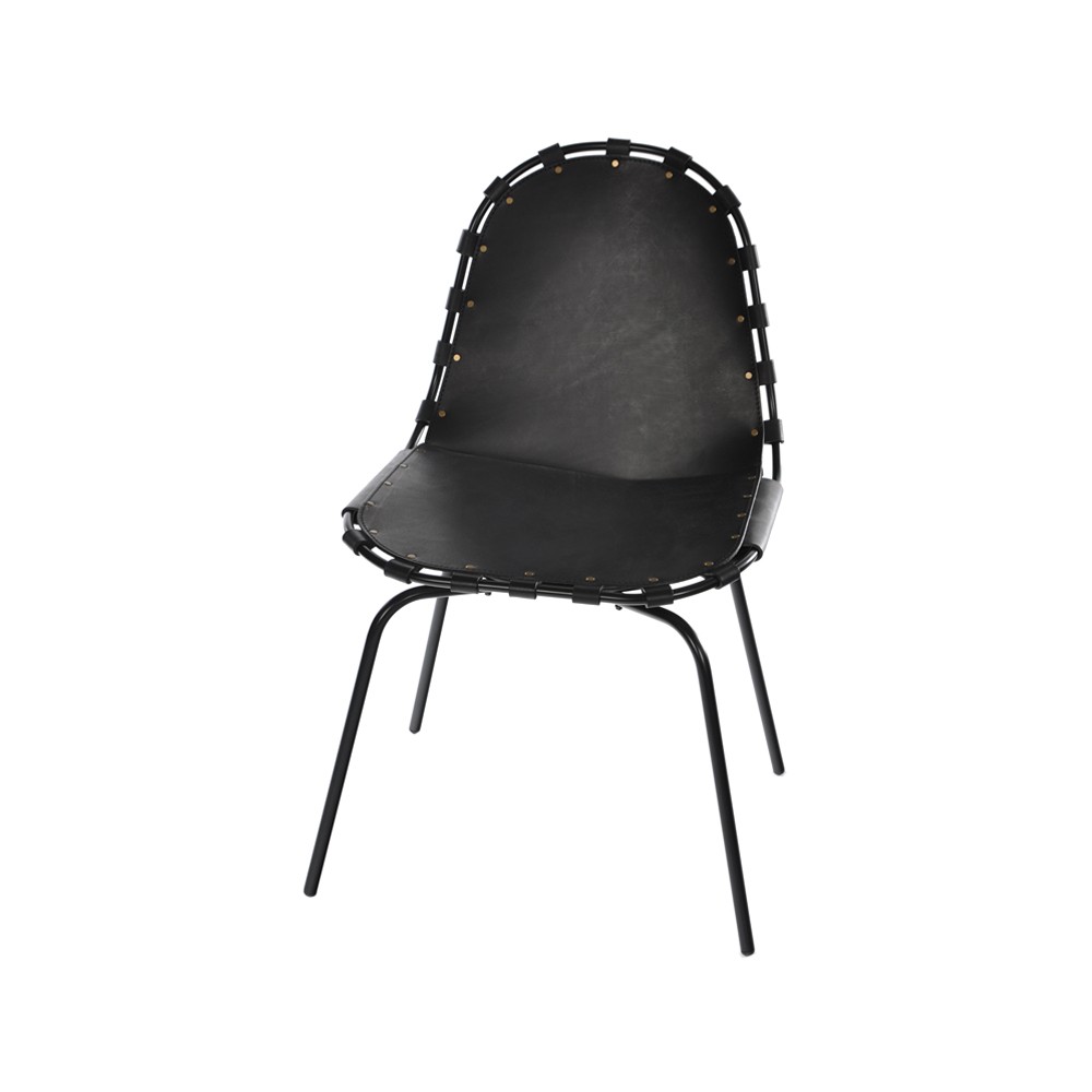 OX Denmarq Stretch stoel leer zwart, zwart onderstel