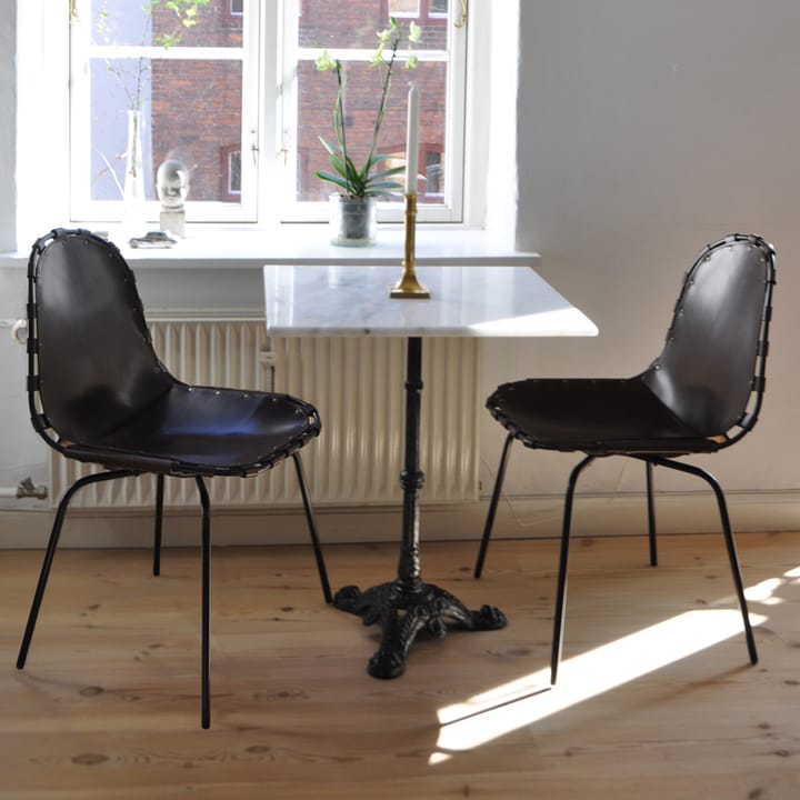 Stretch stoel, leer zwart, zwart onderstel OX Denmarq