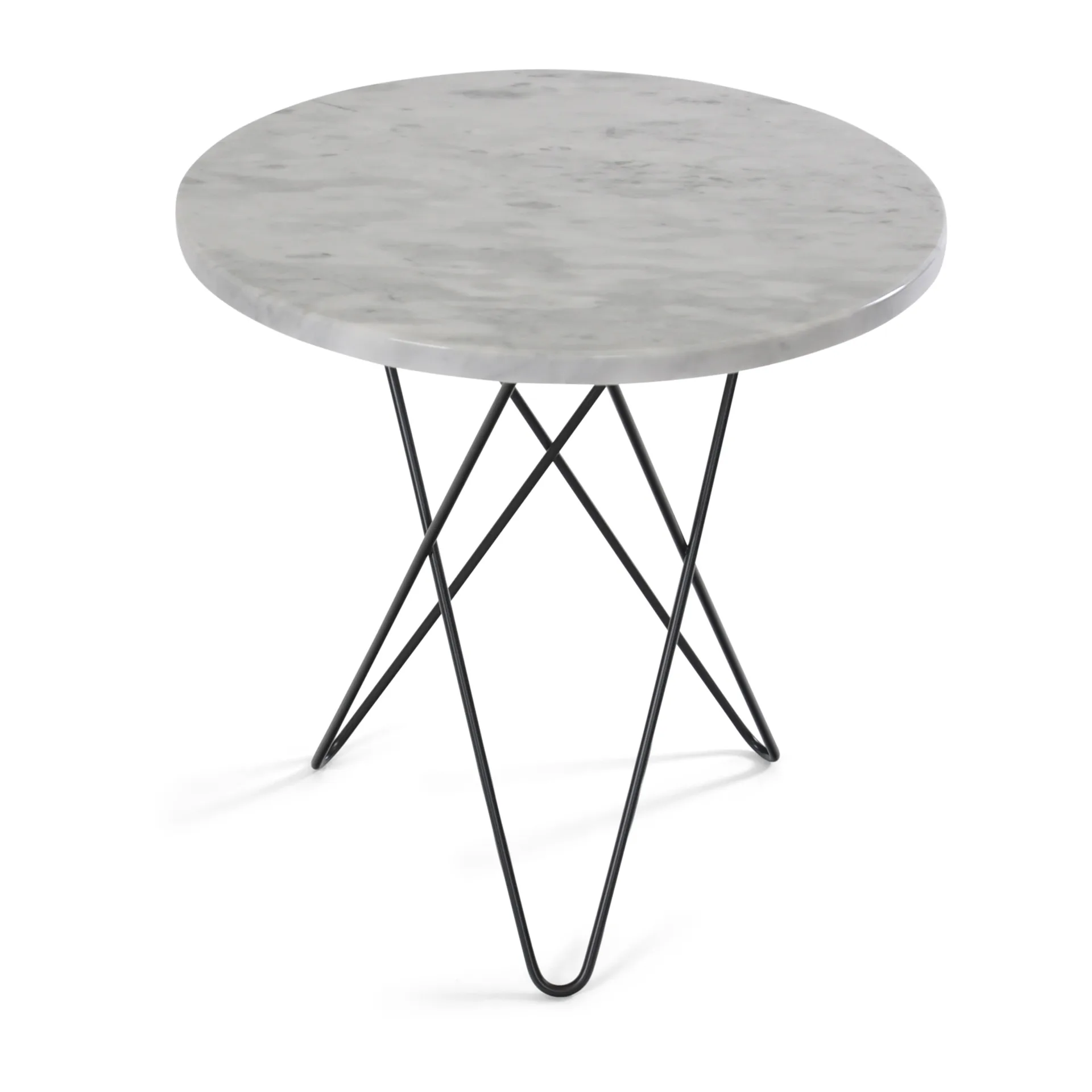 Tall mini O bijzettafel Ø50 H50, zwart onderstel, wit marmer OX Denmarq