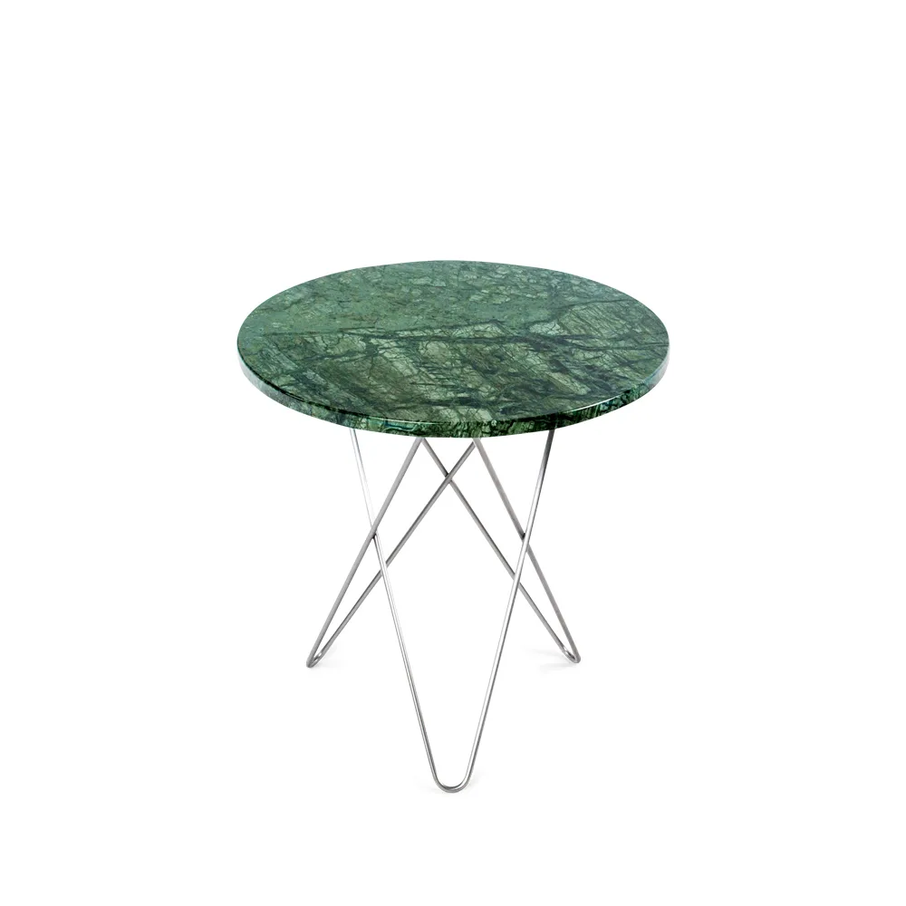 Tall Mini O Table salontafel, groen marmer, roestvrij staal OX Denmarq