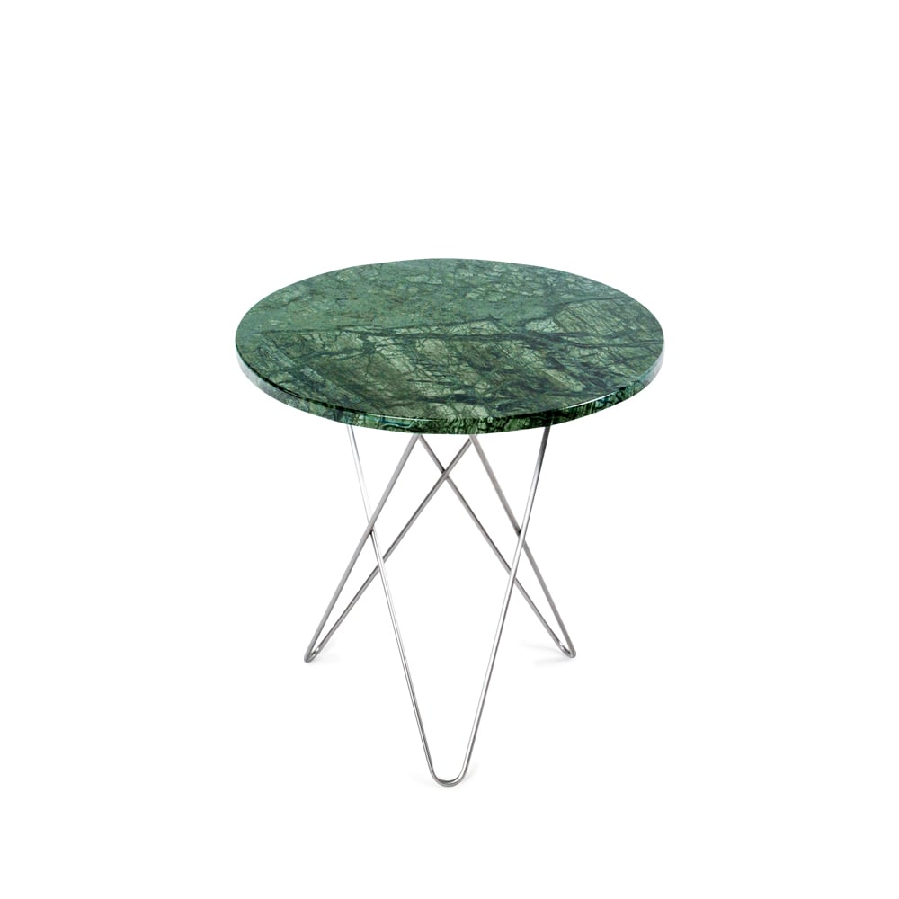 OX Denmarq Tall Mini O Table salontafel groen marmer, roestvrij staal