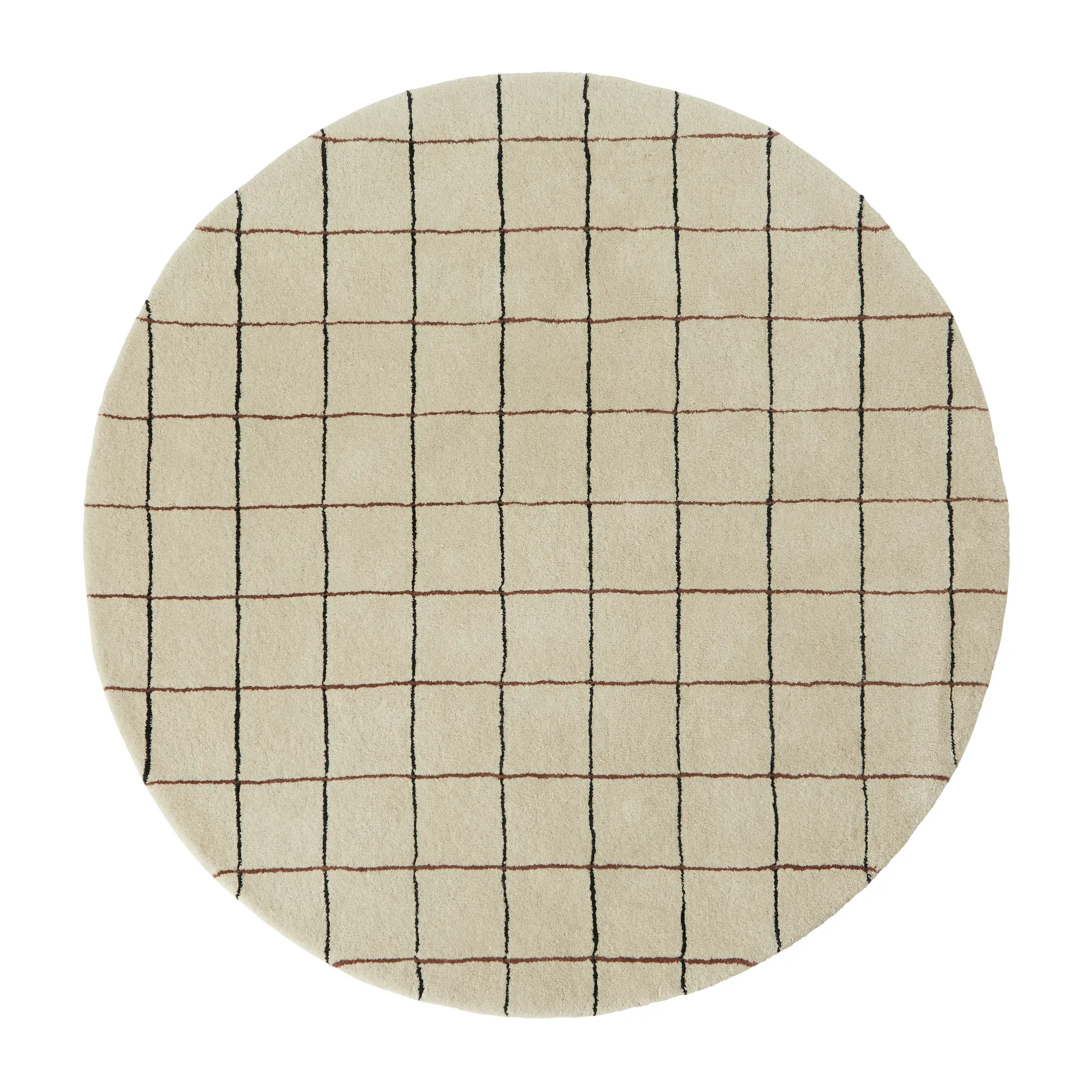 Grid rond vloerkleed Ø140 cm, Offwhite OYOY