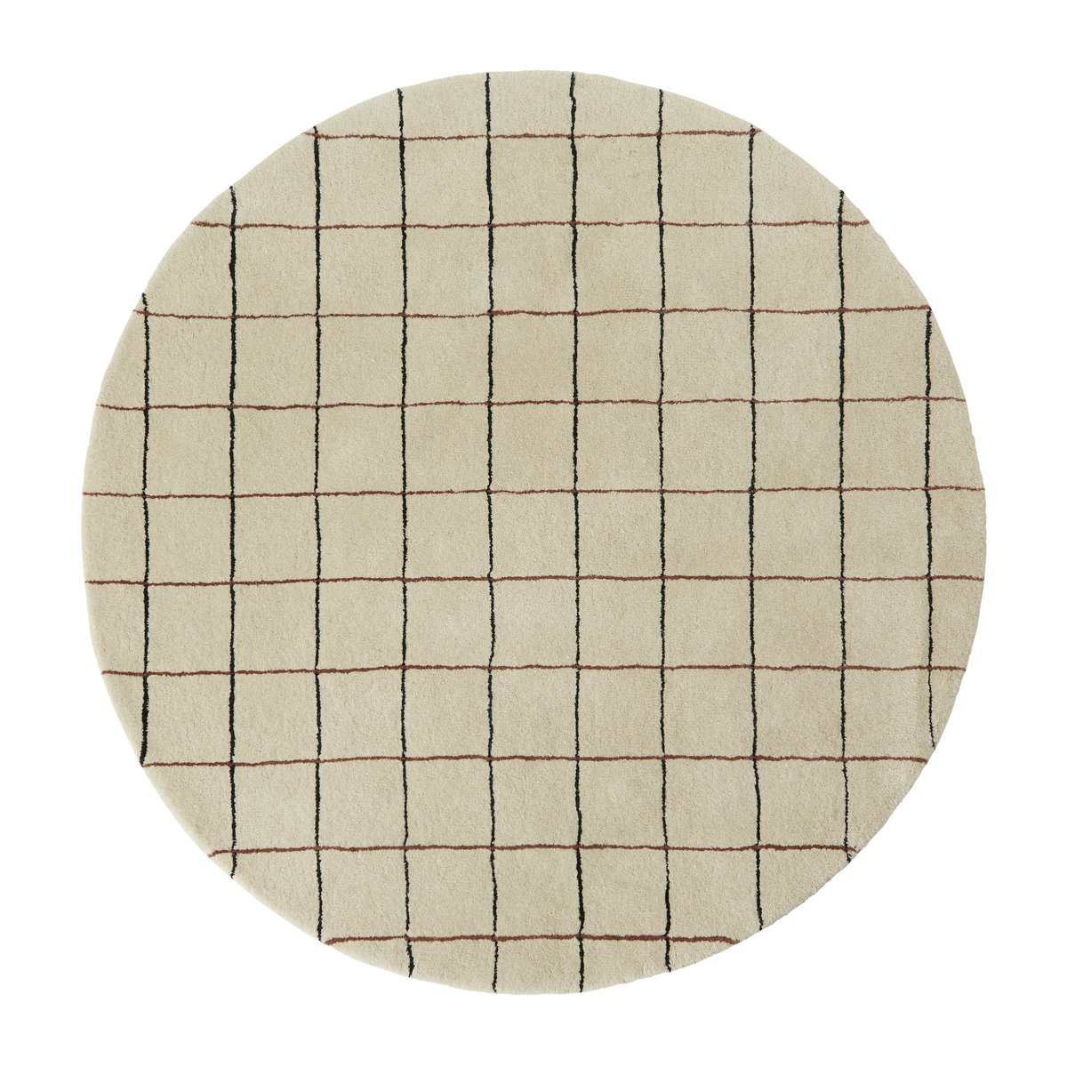OYOY Grid rond vloerkleed Ø140 cm Offwhite