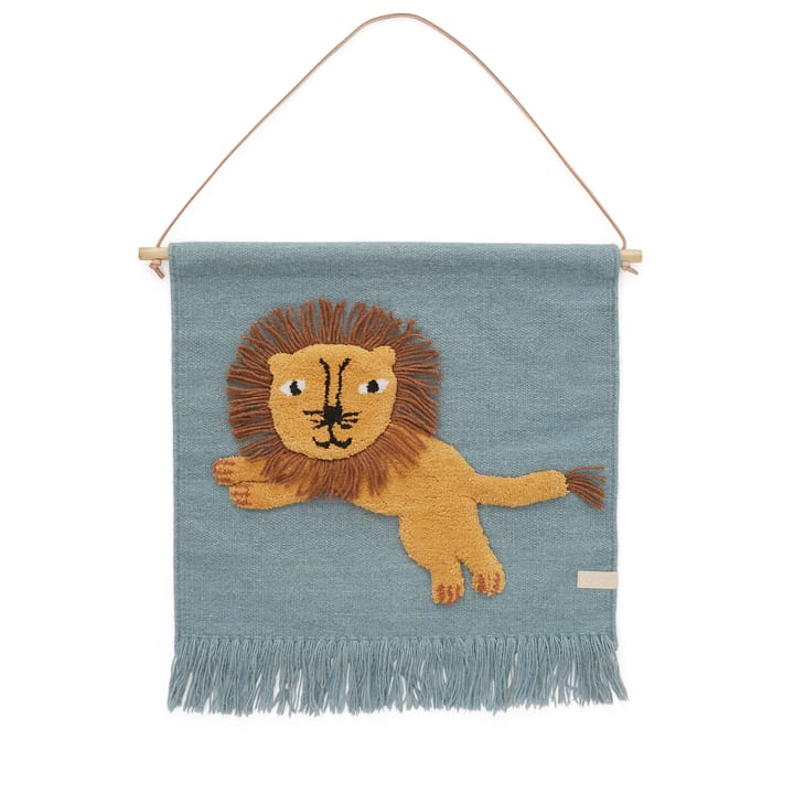 Jumping Lion muurdecoratie 52x55 cm - Blauw - OYOY