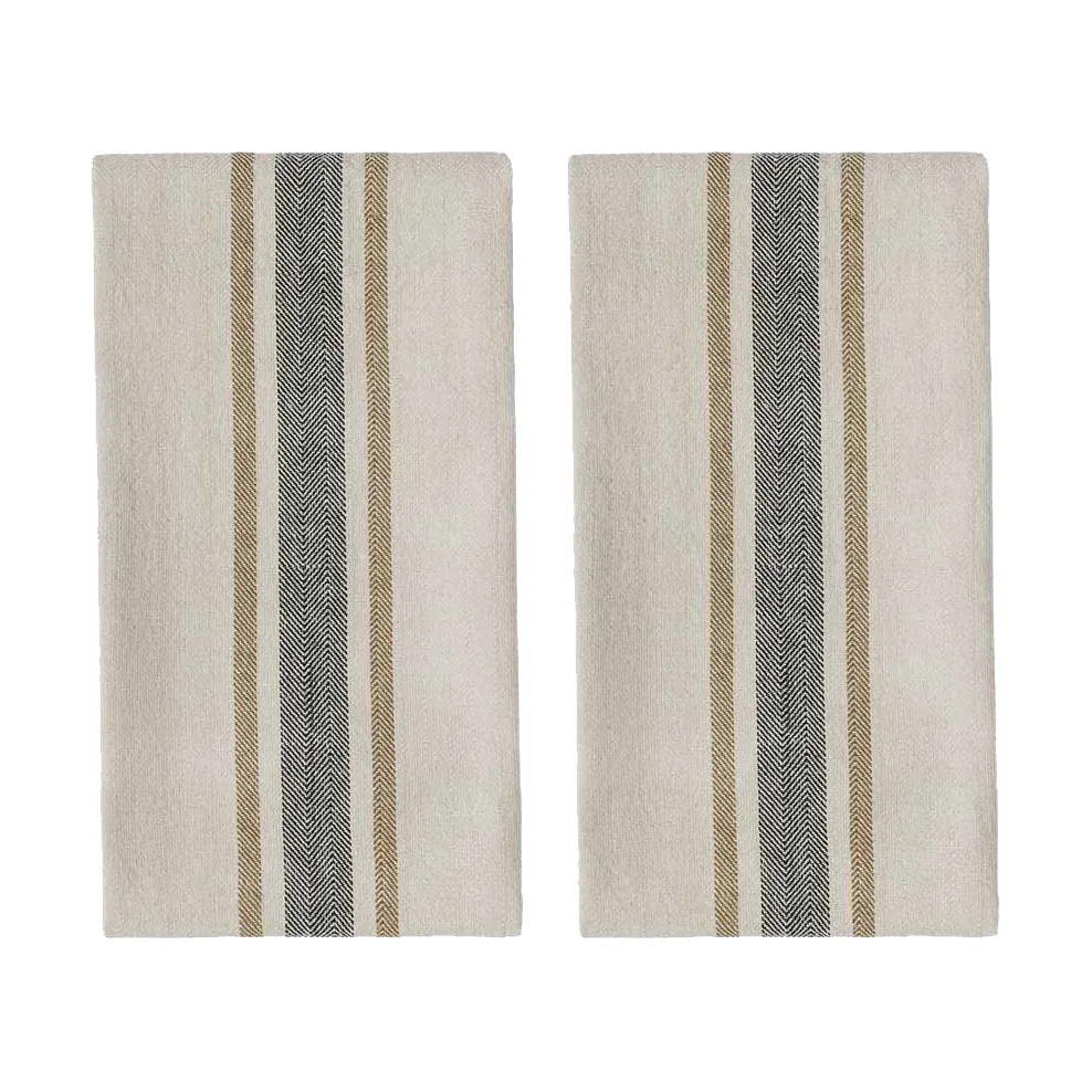 Linu keukenhanddoek 2-pack, Black OYOY