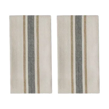 Linu keukenhanddoek 2-pack - Black - OYOY