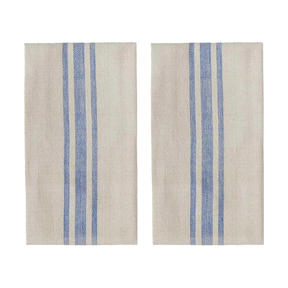 Linu keukenhanddoek 2-pack, Blue OYOY