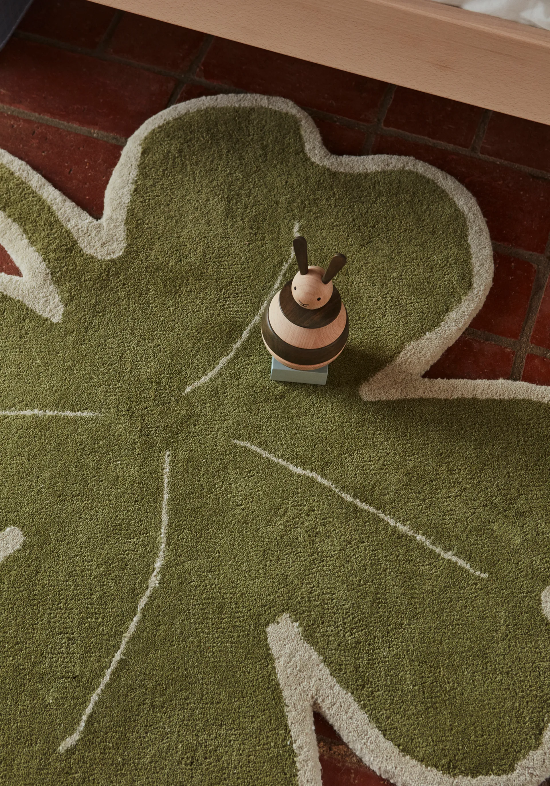 Lucky Clover vloerkleed 95x95 cm, Green OYOY