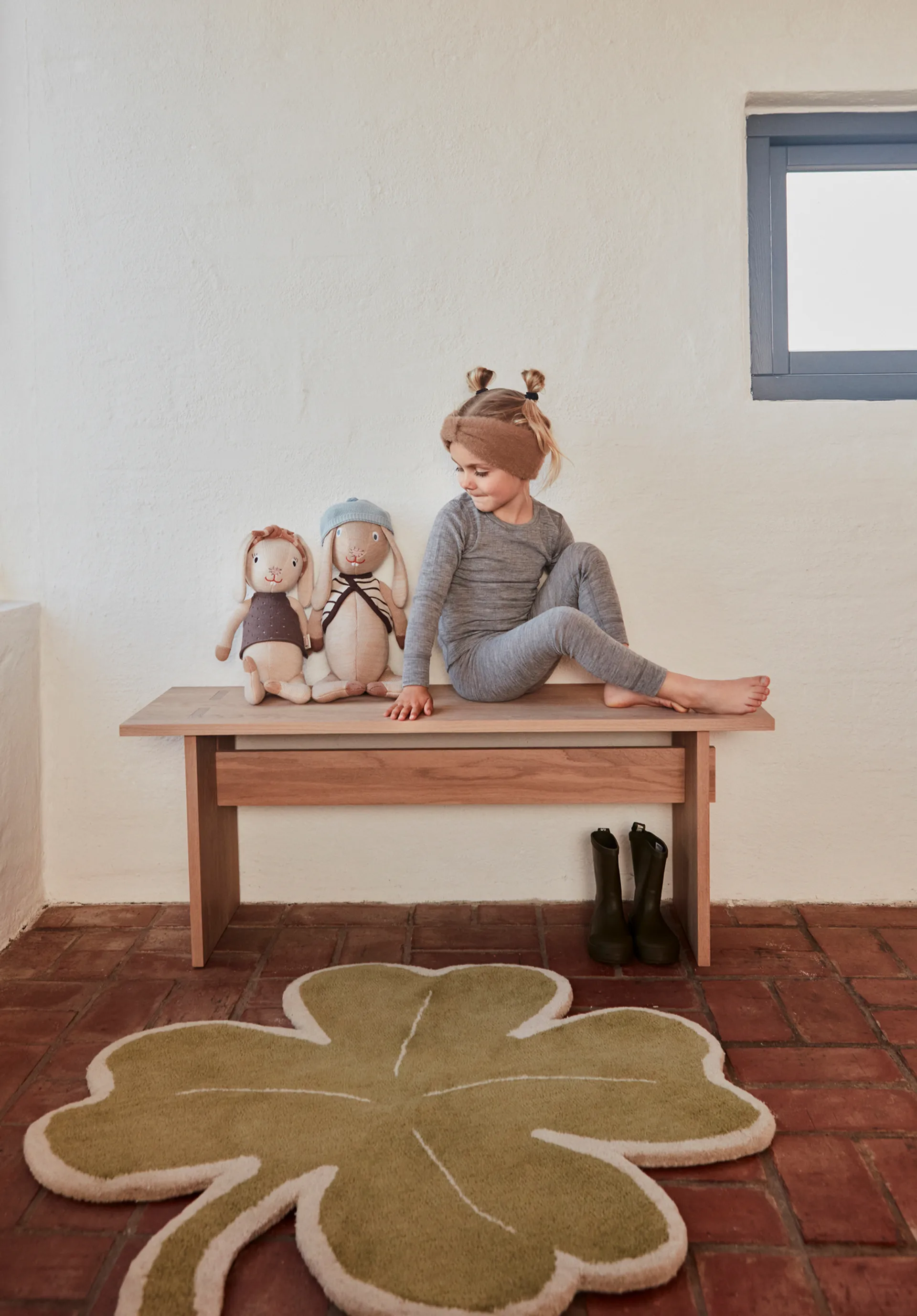 Lucky Clover vloerkleed 95x95 cm, Green OYOY