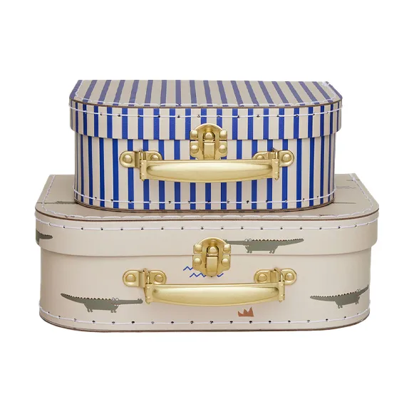 Mini crocodile & strepen kofferset, Beige OYOY
