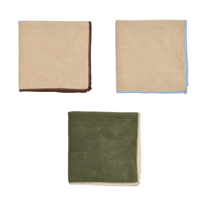 Mundus microvezeldoekje 30x30 cm 3-delig - Camel-olive - OYOY