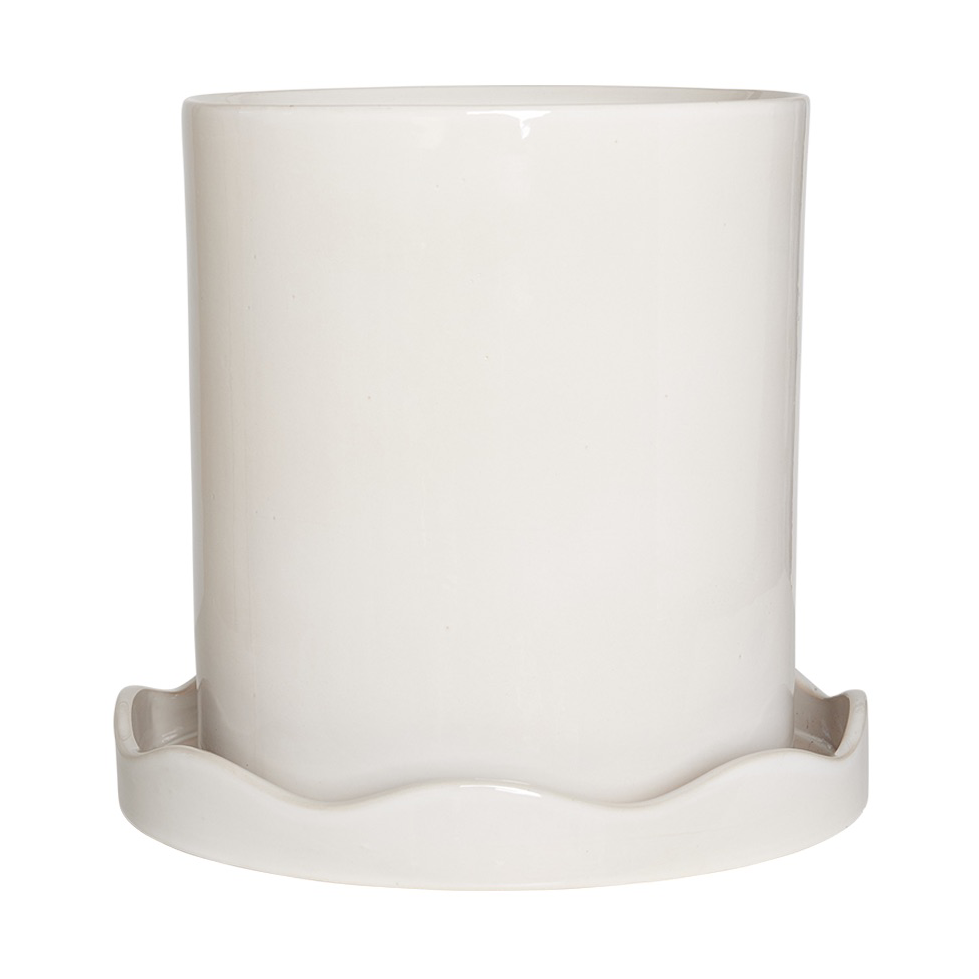 OYOY Nami pot met onderschotel o27 cm large White | Scandinavisch Interieur | Bloempotten | Wit