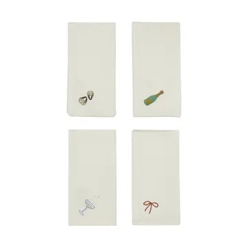 New Year katoenen servet 45x45 cm 4-pack - Offwhite - OYOY