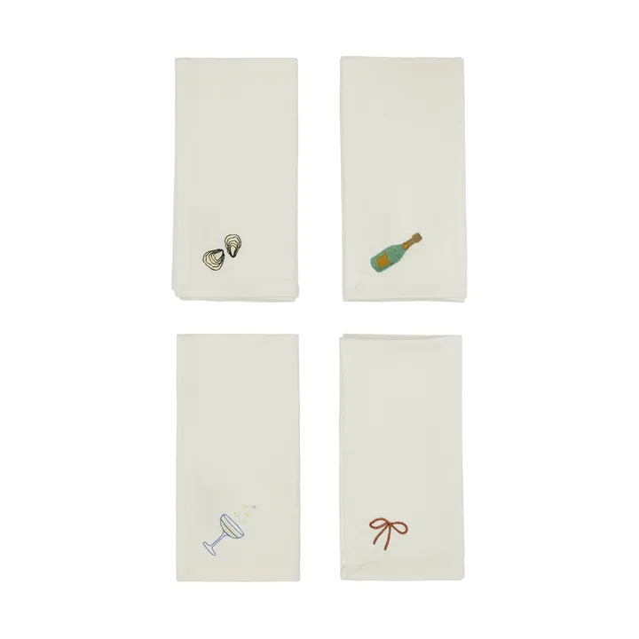 New Year katoenen servet 45x45 cm 4-pack - Offwhite - OYOY