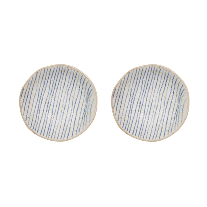Nori striped schaal mini Ø8 cm 2-pack - Clay-optic Blue - OYOY