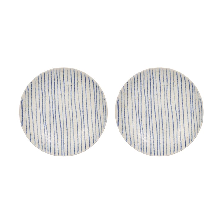 Nori striped schaal small Ø12,9 cm 2-pack - Clay-optic Blue - OYOY