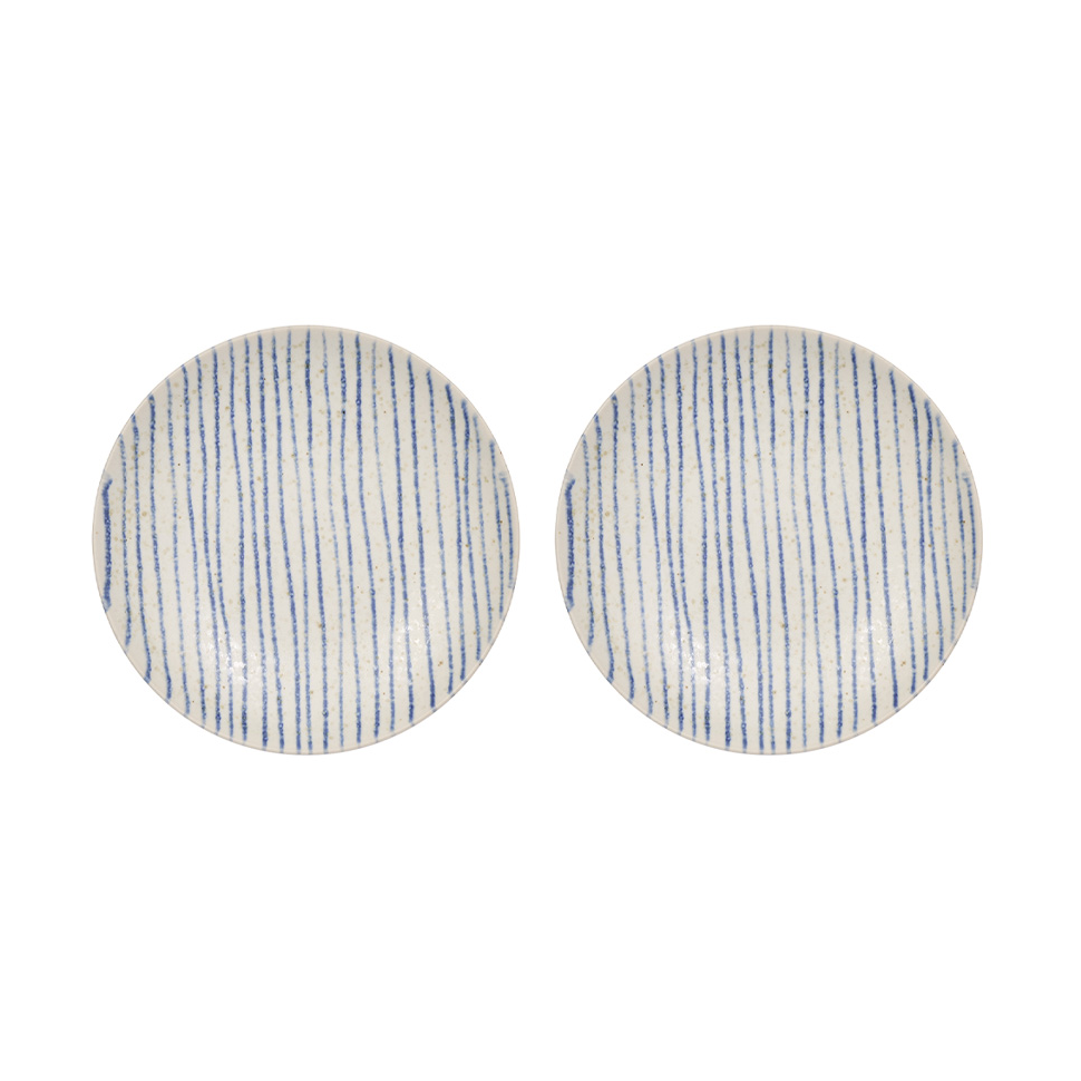 OYOY Nori striped schaal small o12,9 cm 2-pack Clay-optic Blue