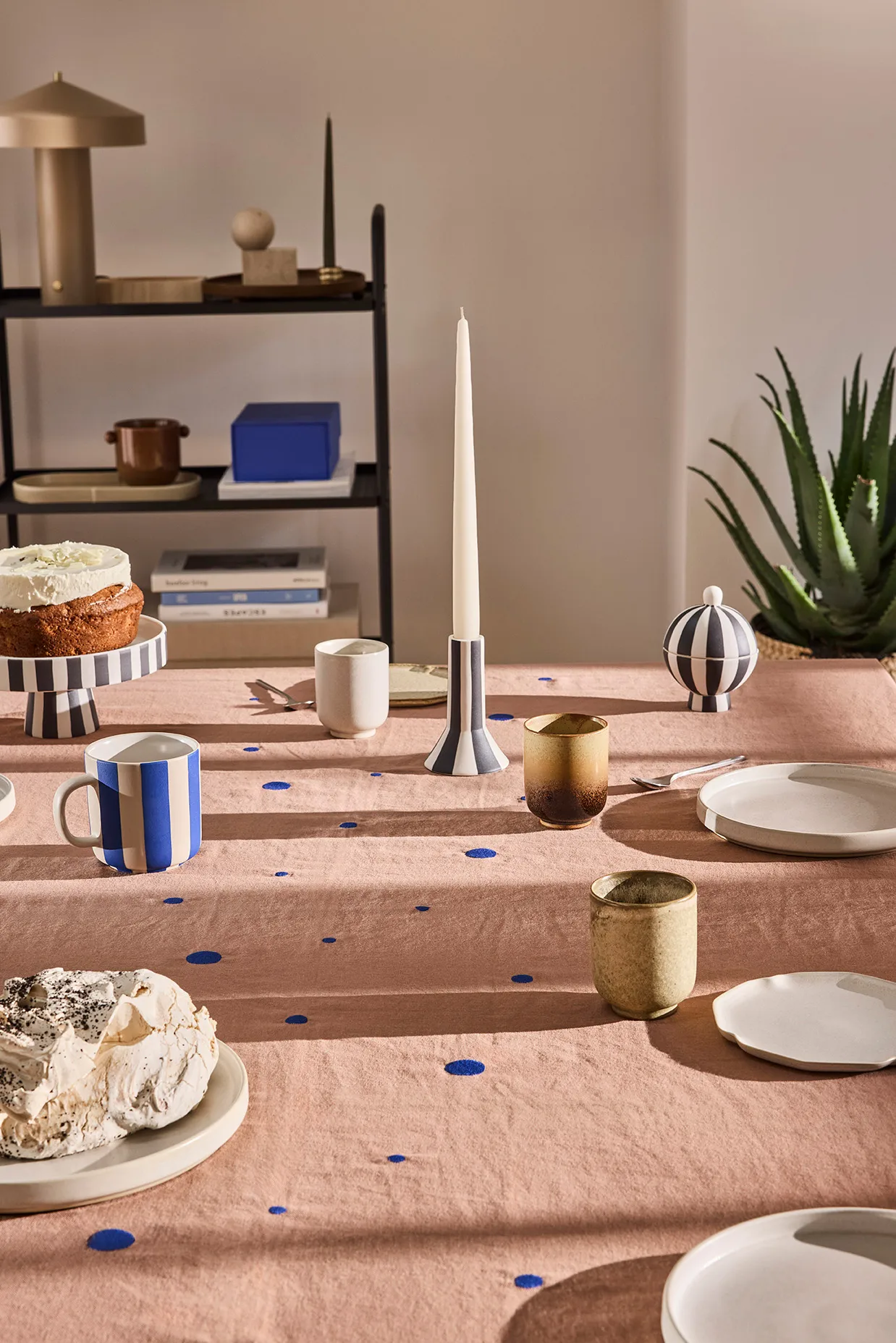 Nori tafelkleed 140x200 cm, Terracotta-optic blue OYOY