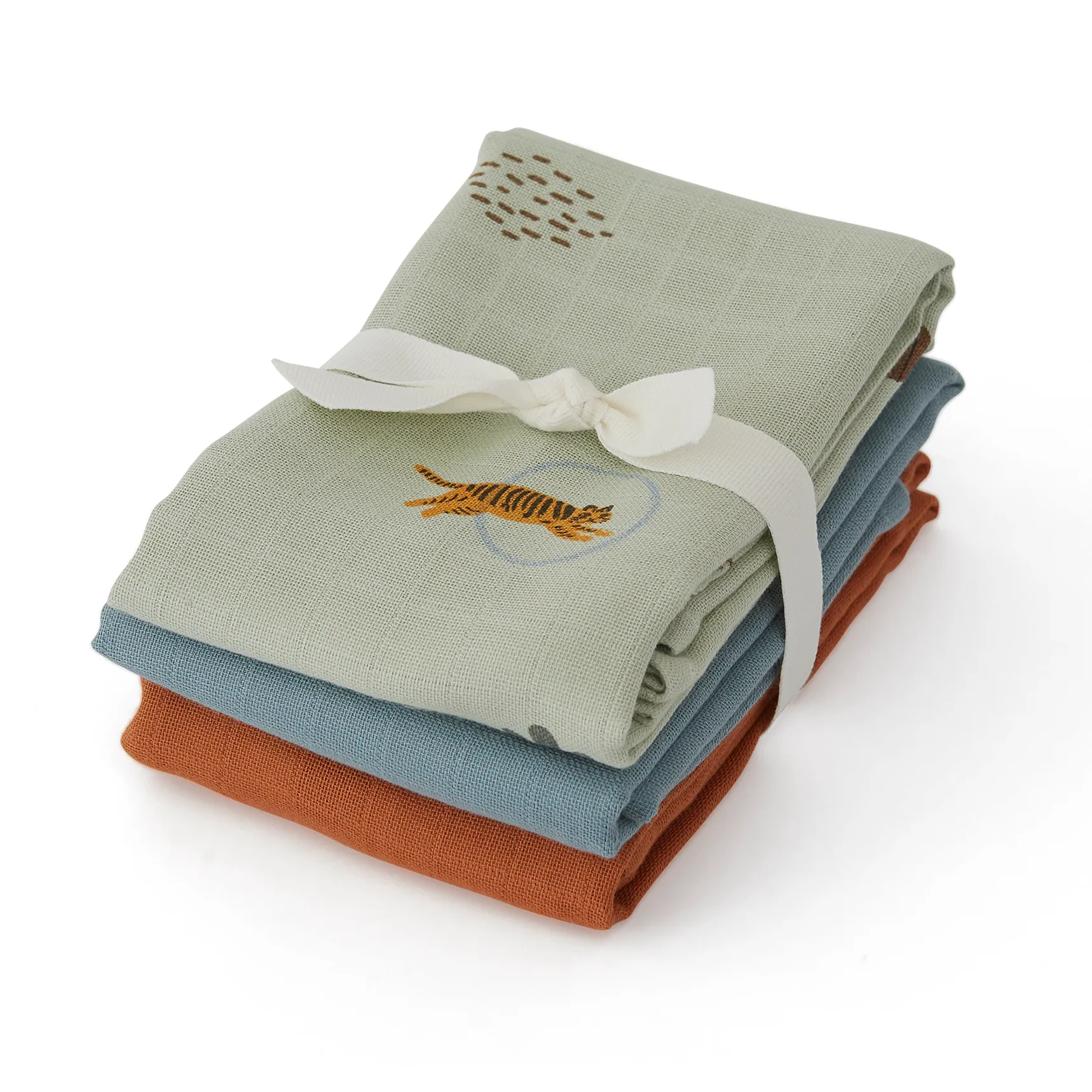OYOY Mini Muslin Square handdoek/deken 3-pack, Tiger OYOY