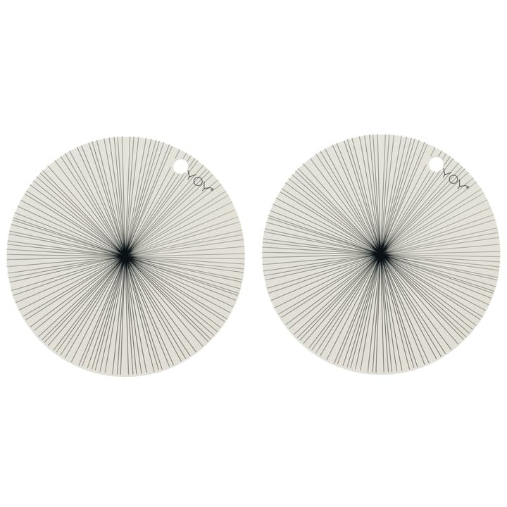 OYOY placemat rond 2-pack, wit, zwarte strepen OYOY