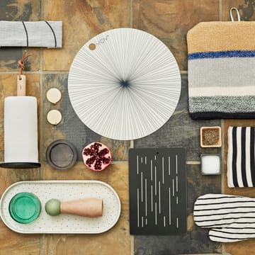 OYOY placemat rond 2-pack - wit, zwarte strepen - OYOY