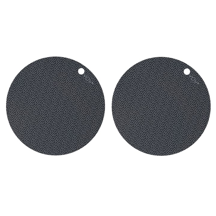 OYOY placemat rond 2-pack - zwart, witte stippen - OYOY