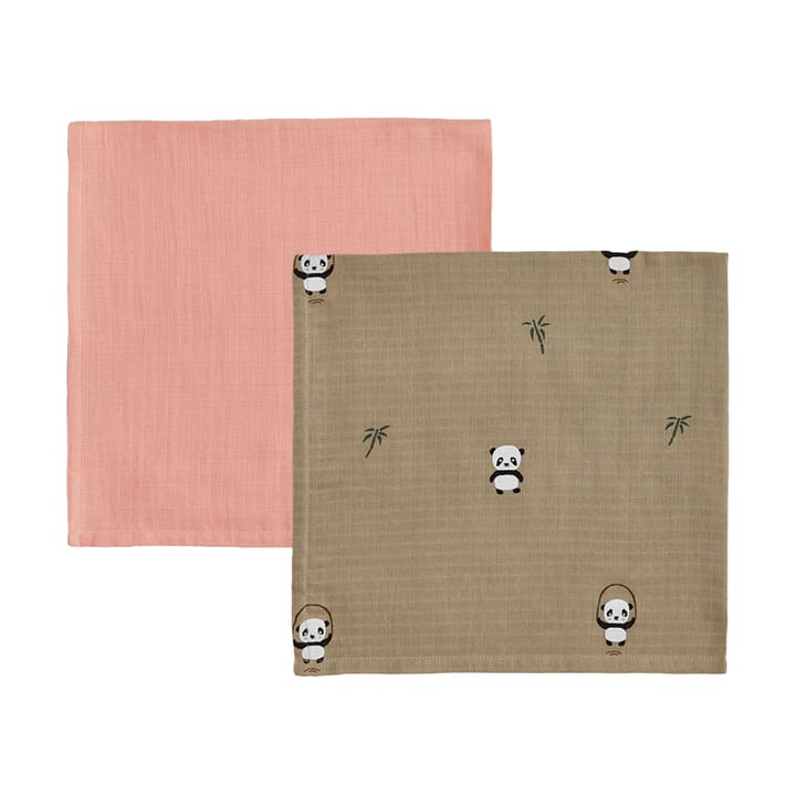 Panda hydrofiele doek 2-pack - Khaki-rose - OYOY