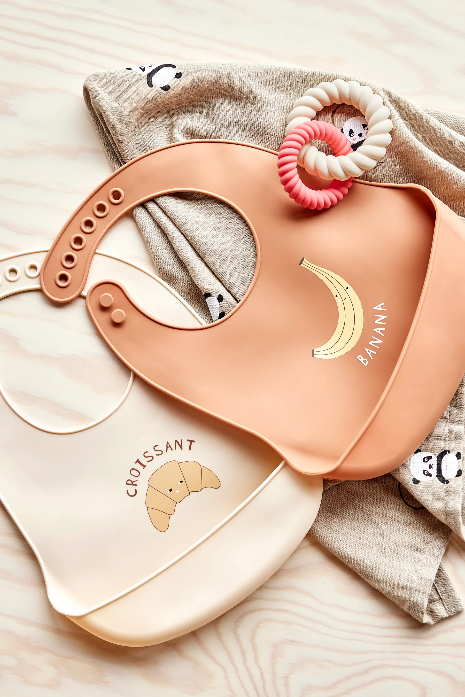 Panda hydrofiele doek 2-pack, Khaki-rose OYOY