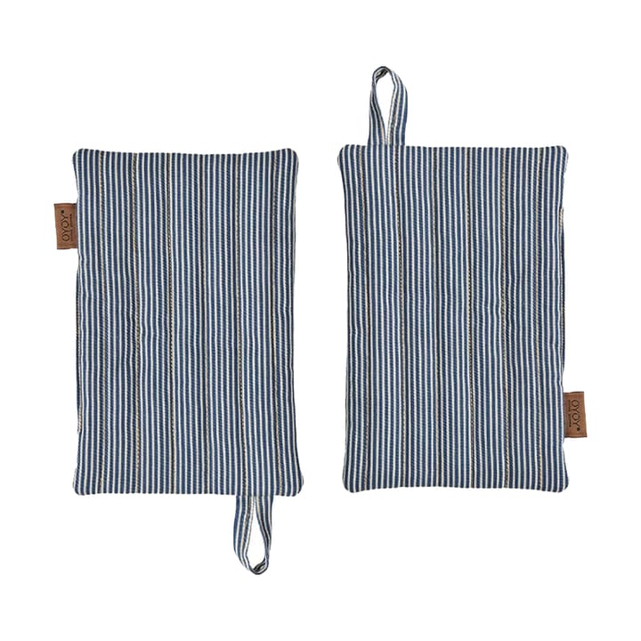 Striped denim pannenlap 2-pack - Blue - OYOY