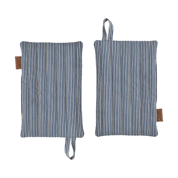 Striped denim pannenlap 2-pack - Blue - OYOY