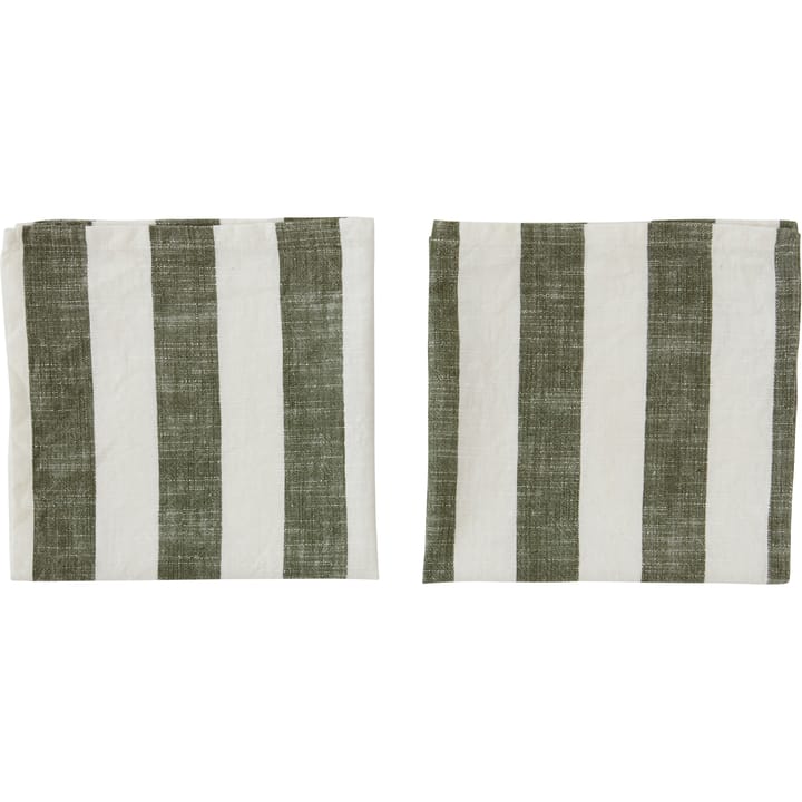 Striped servet 45x45 cm 2-pack - Olive - OYOY