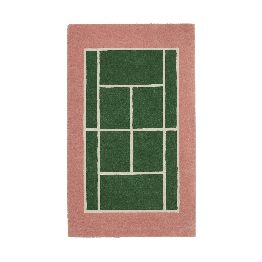 OYOY Tennis vloerkleed Green-rose, 88x150 cm | Scandinavisch Interieur | Hoogpolige vloerkleden | Groen