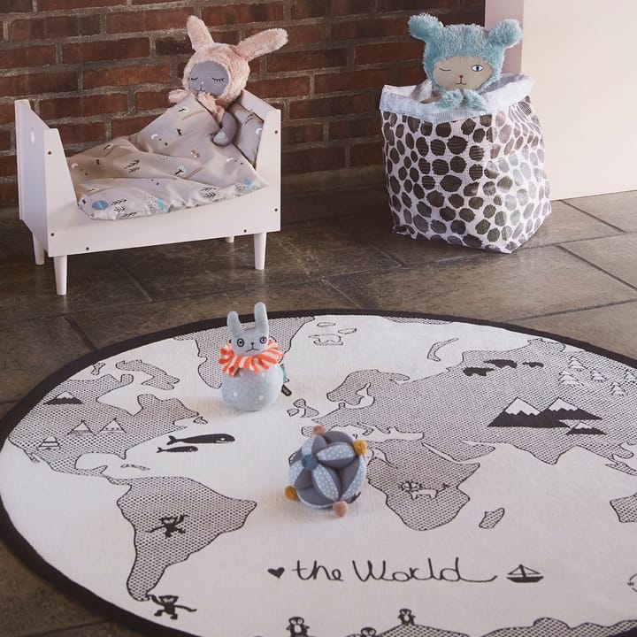 The world kids vloerkleed Ø 135 cm. - zwart-gebroken wit - OYOY