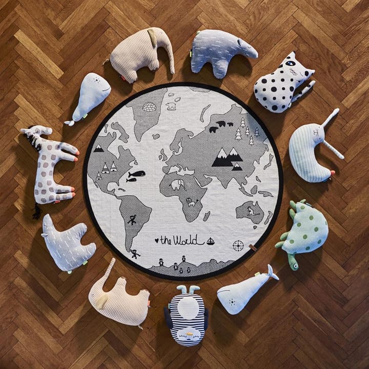 The world kids vloerkleed Ø 135 cm., zwart-gebroken wit OYOY