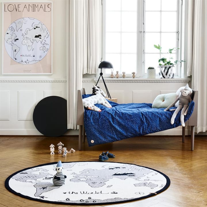 The world kids vloerkleed Ø 135 cm., zwart-gebroken wit OYOY