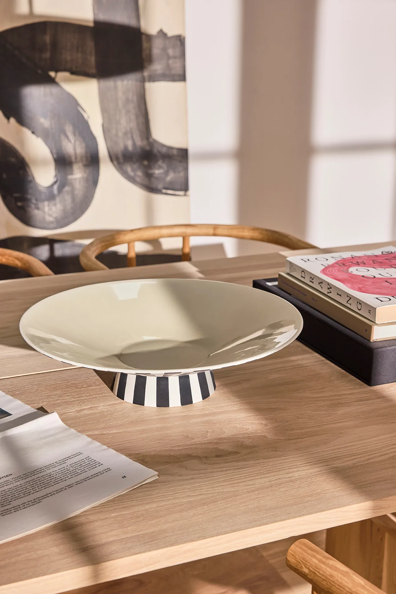 Toppu centerpiece laag Ø39x10,5 cm, Vanilla-black-white OYOY