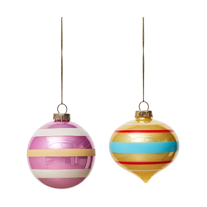 Vintage christmas glass ball No. 1  kerstbal 2-delig - Multi - OYOY