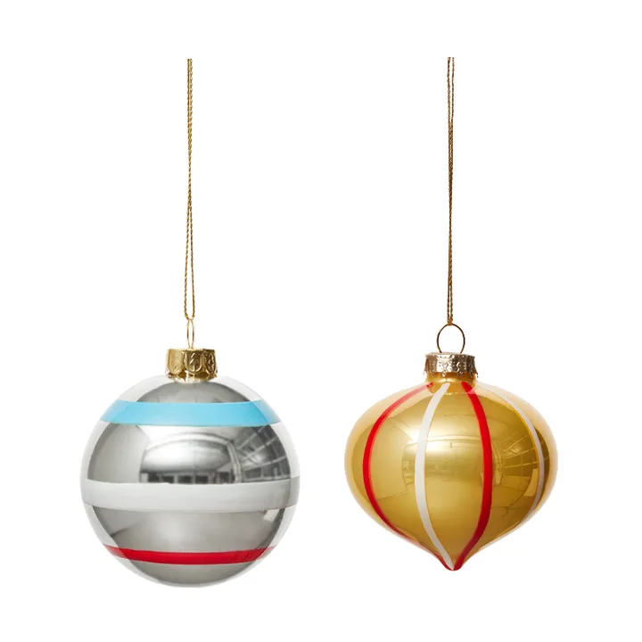 Vintage christmas glass ball No. 2 kerstbal 2-delig - Multi - OYOY