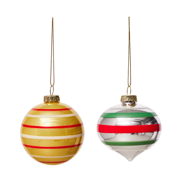 Vintage christmas glass ball No. 3 kerstbal 2-delig - Multi - OYOY