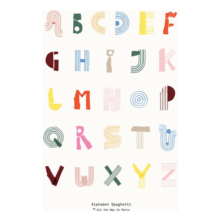 Alphabet Spaghetti ENG Multi-colour poster  - 50x70 cm - Paper Collective