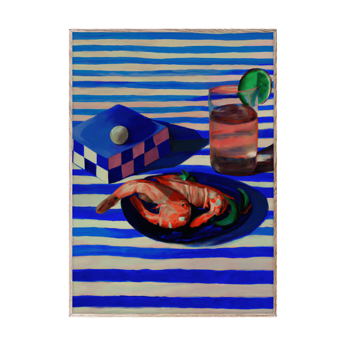 Paper Collective Shrimp & Stripes poster 30x40 cm | Scandinavisch Interieur | Posters | Blauw