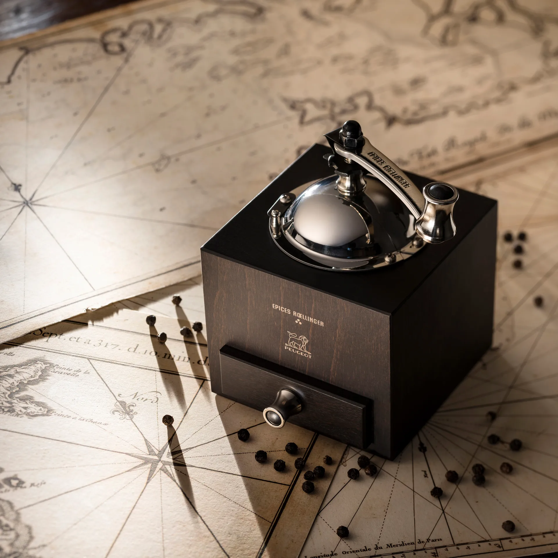 Roellinger handmatige pepermolen, Chocolade Peugeot