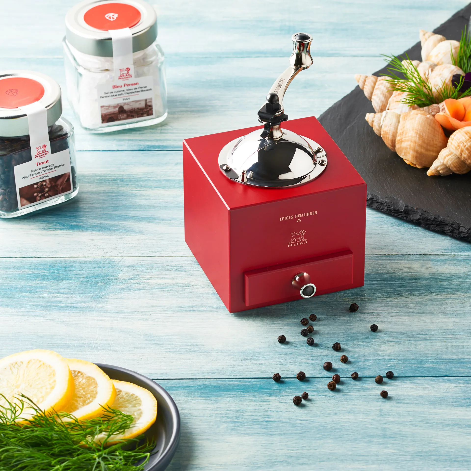 Roellinger handmatige pepermolen, Rood Peugeot