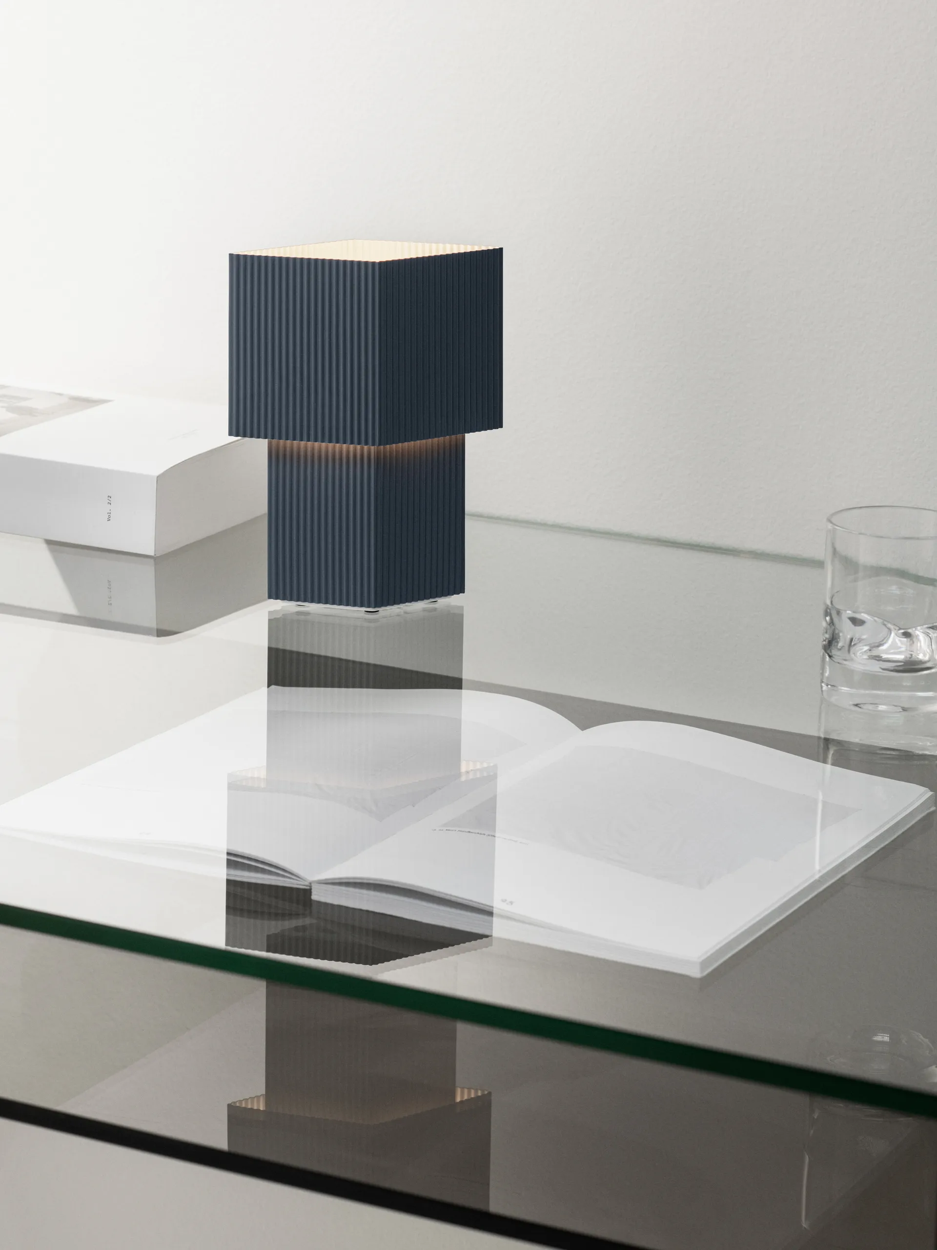 Romb Mini portable tafellamp 19 cm, Blue stone Pholc