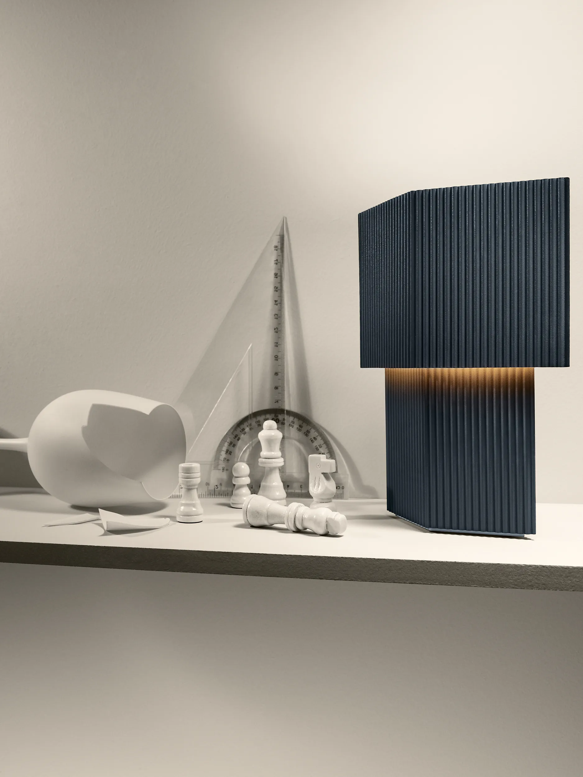 Romb Mini portable tafellamp 19 cm, Blue stone Pholc