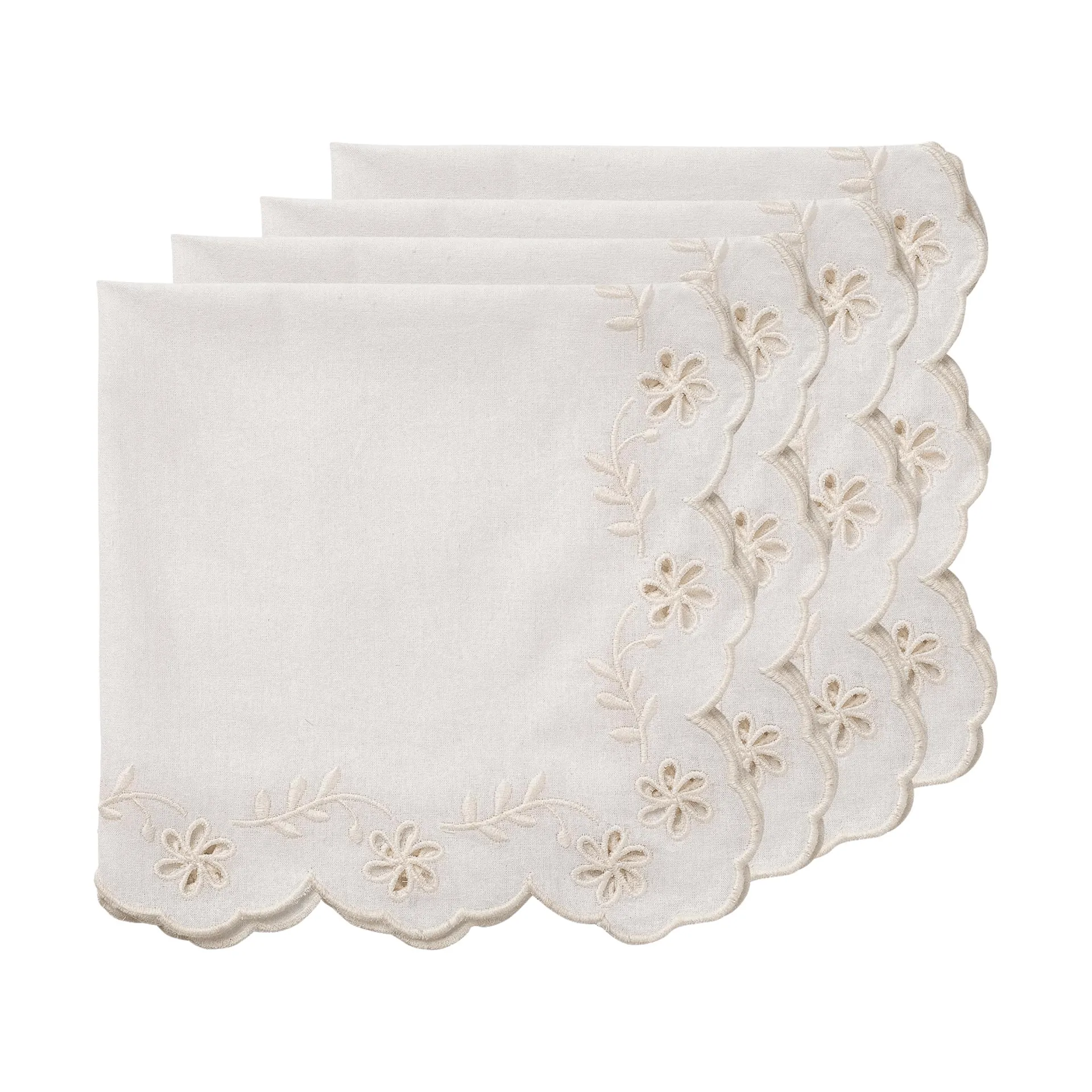 Lace katoenen servet, offwhite, 4-pack, 45x45 cm Pick a Poppy