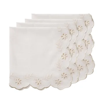 Lace katoenen servet - offwhite, 4-pack, 45x45 cm - Pick a Poppy
